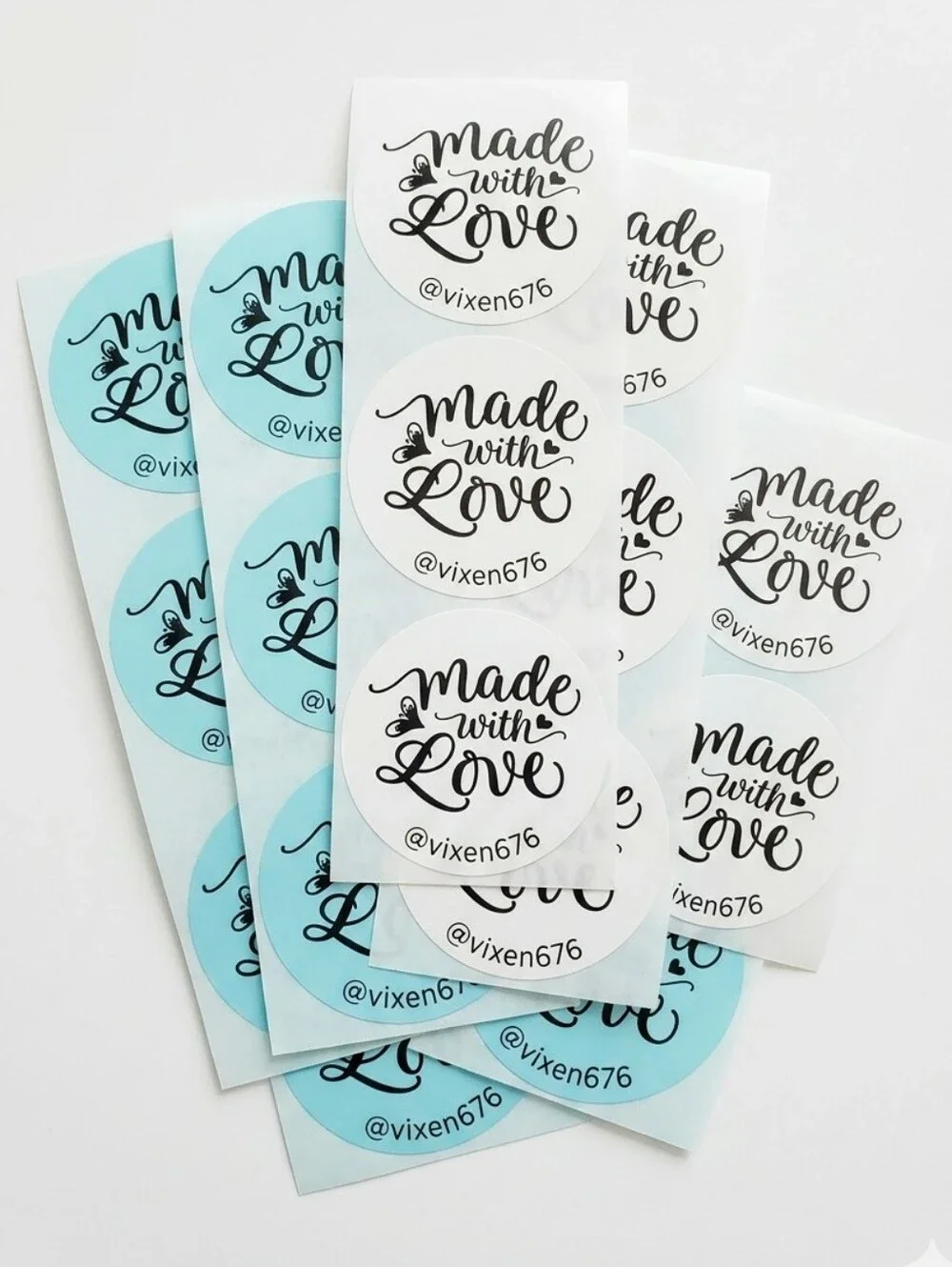 3/$15 Set of 50 Custom Made With Love Stickers 2” Large Round Shipping Labels